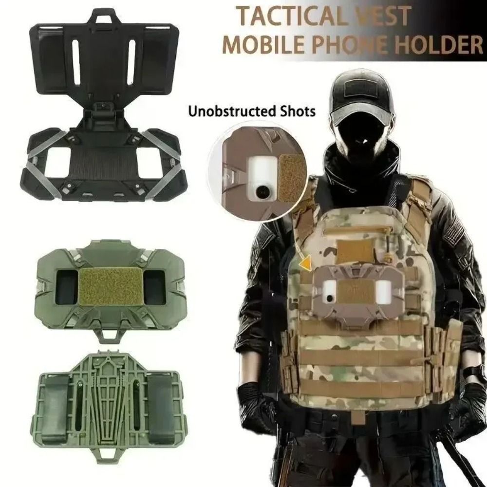 Hunting Outdoor Game - Taktische MOLLE-Weste mit Telefonhalterung, faltbare Brusthalterung