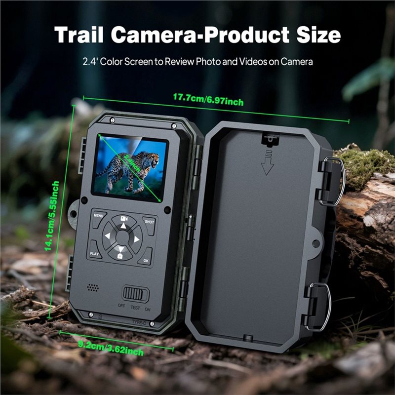 Trail Camera Infrared - Outdoor-Wildkamera 1080P HD Infrarot-Nachtsicht 2,4 Zoll