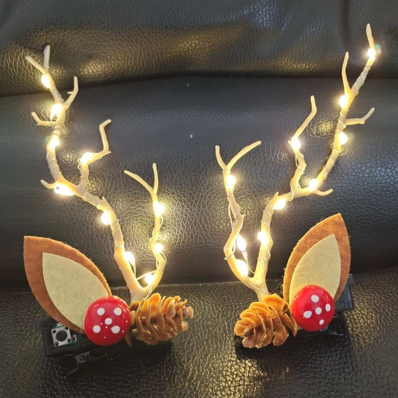 Elk Bugle Call - LED-Weihnachtsgeweih-Kopfbedeckung für Frauen und Mädchen, leuchtendes